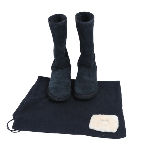 Black Suede/Shearling Mid Calf Ugg Boots in Great  Condition Size 6 - Picture 2 of 9